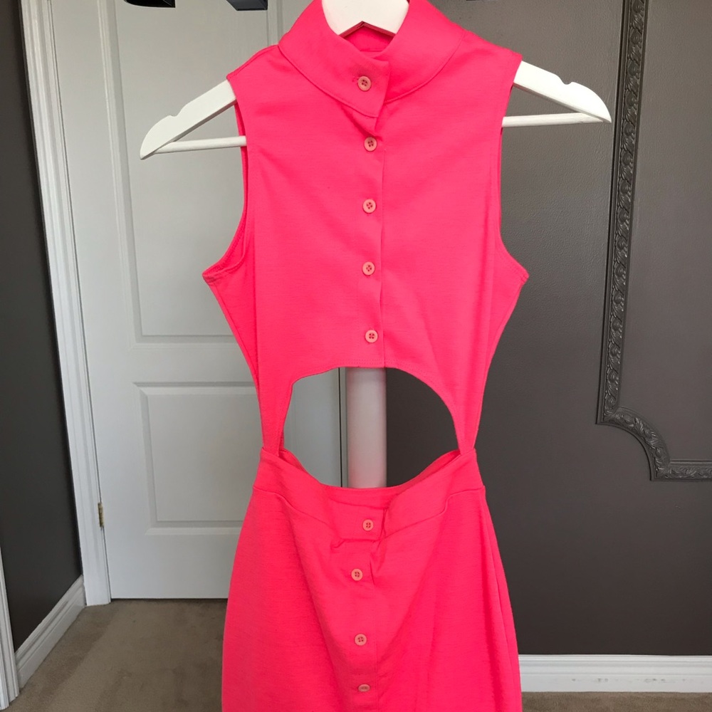 Nasty Gal Neon Pink Dress With Center Cutout - Picture 3 of 5